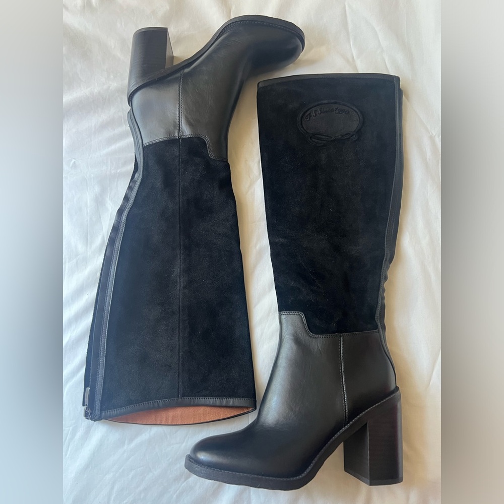 New Franco Sarto Leather suede tall black boots 6.5